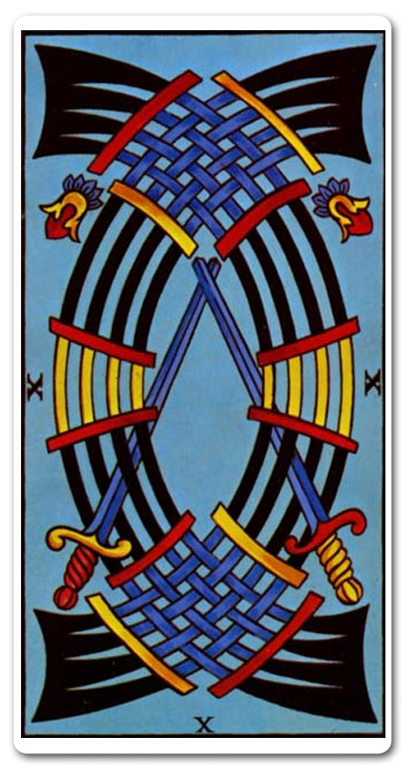 Diez de Espadas significado de la carta del tarot